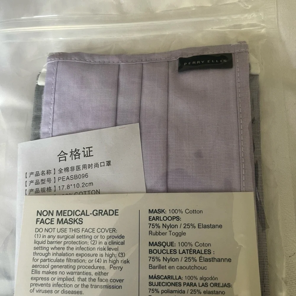 6 Perry Ellis washable mask, reusable one size.